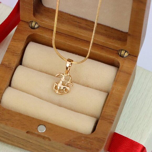 "Capricorn Zodiac Rose Gold Pendant Elegant Charm, XPPT1471 - Picture 2 of 13